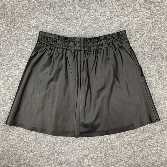 BCBGMaxazria Laika Faux Leather Skirt Womens S Small Black Pull On Pockets - Picture 5 of 14